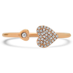 Open Diamond Kissing Hearts Ring