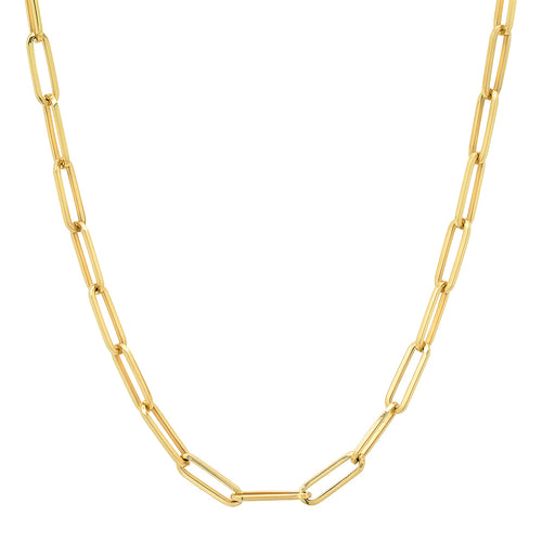 Luxe Paperclip Link Drawn Gold Cable Chain Necklace (solid)