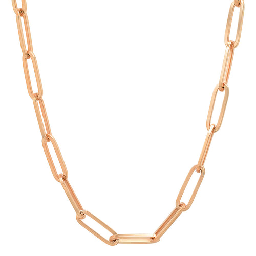 Grande Luxe Paperclip Link Drawn Gold Cable Chain Necklace (solid)
