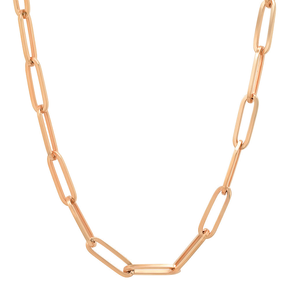 Drawn Cable Link Chain Necklace 14K Yellow Gold / 18