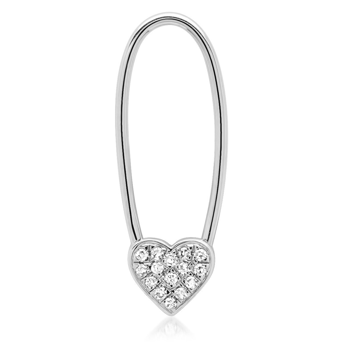 Single Diamond Heart Safety Pin Earring