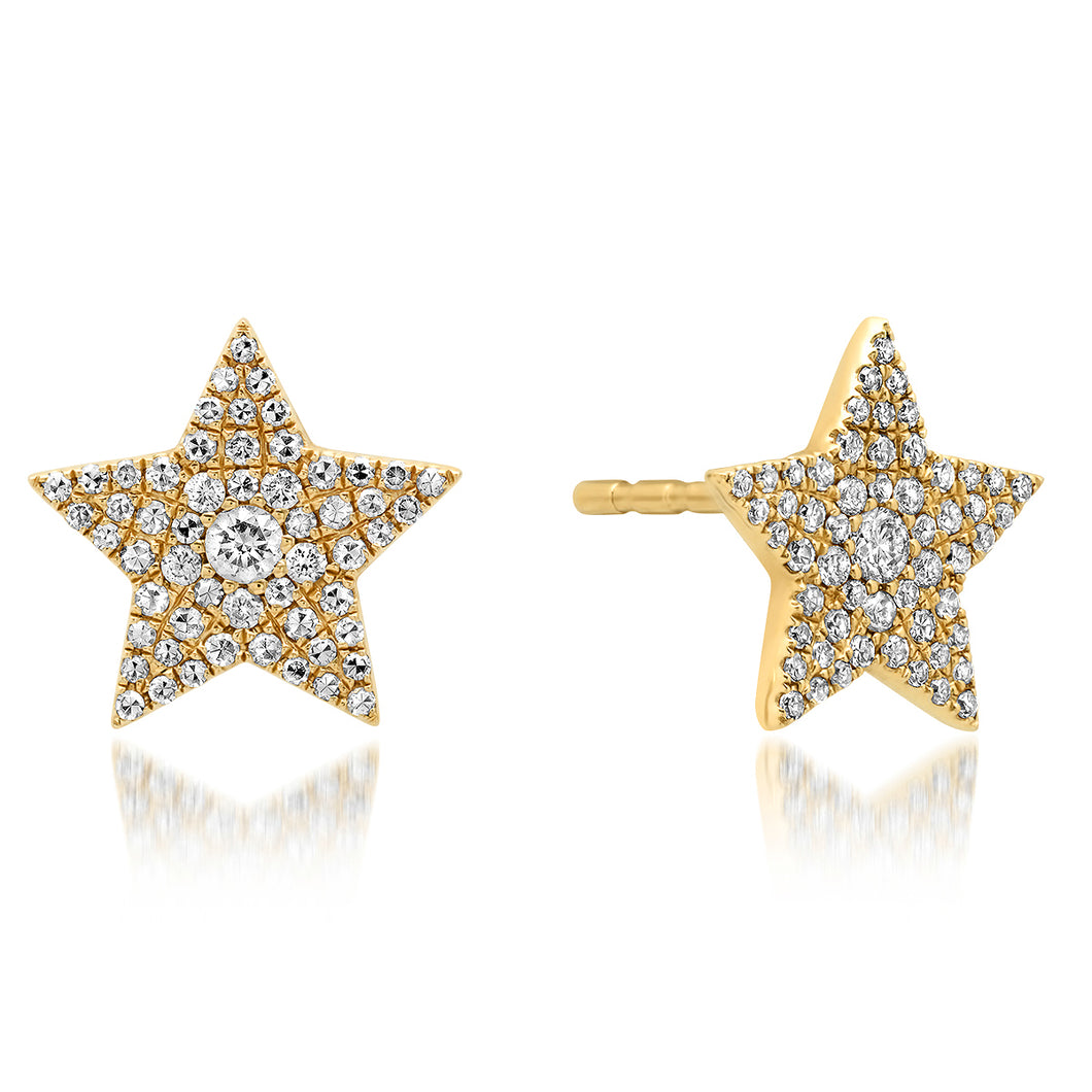 Pave Diamond Large Star Stud Earrings