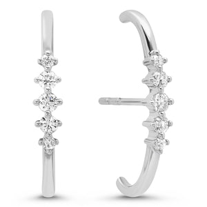 Five Diamond Lobe Cuff Earrings