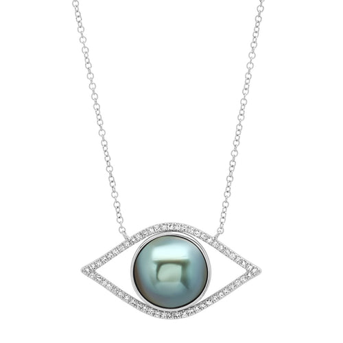 The Ashleigh Bergman Collective x Samira 13 Diamond & Pearl Evil Eye Necklace