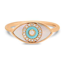 Mother Of Pearl & Turquoise Evil Eye Ring