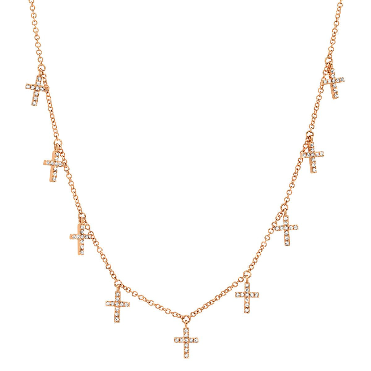 Multi Diamond Cross Dangles Necklace