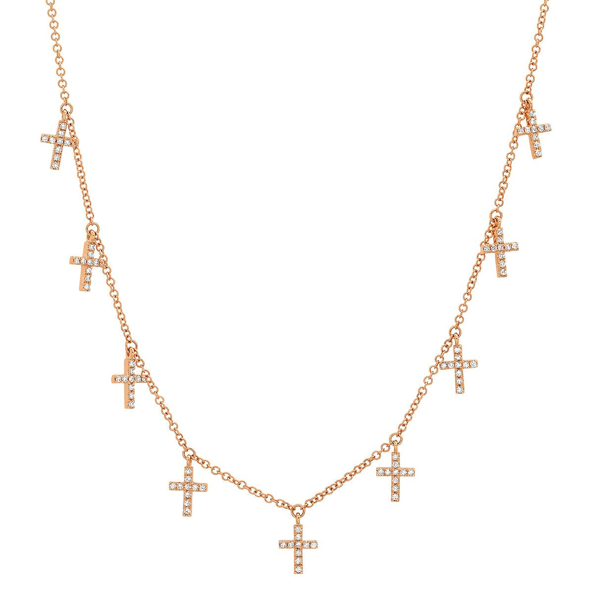 Multi Diamond Cross Dangles Necklace