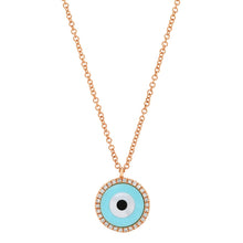 Turquoise & Mother of Pearl Inlay with Diamond Frame Necklace