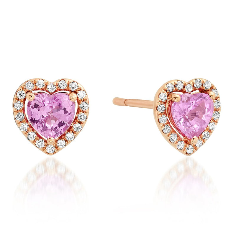 Pink Sapphire & Diamond Heart Stud Earrings – Milestones by Ashleigh ...