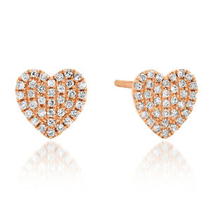 Pave Diamond Puffy Heart Stud Earrings