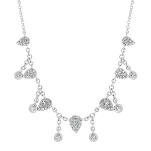 Pave Diamond Teardrops with Diamond Bezel Shakers Necklace