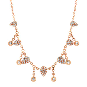 Pave Diamond Teardrops with Diamond Bezel Shakers Necklace