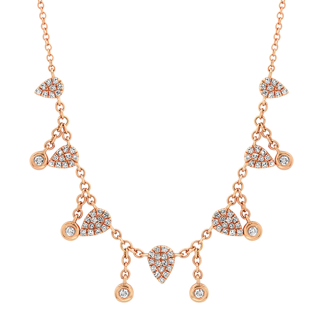 Pave Diamond Teardrops with Diamond Bezel Shakers Necklace