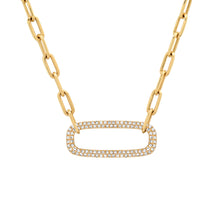 Link Chain with Jumbo Oval Pave Diamond Link Accent Necklace