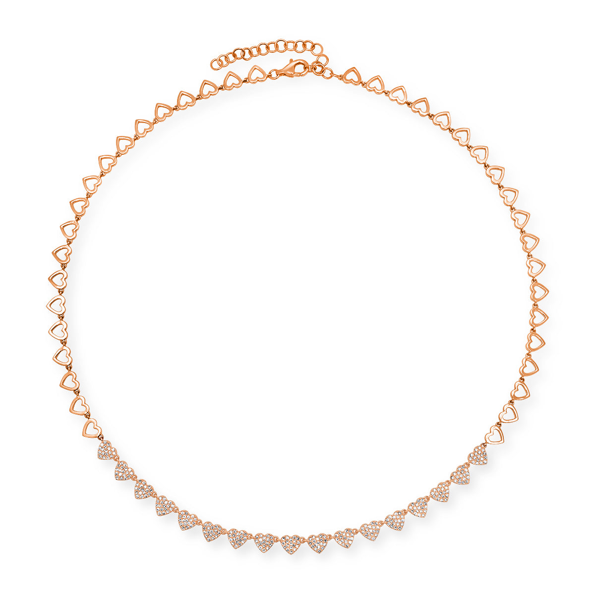 Pave Diamond Love of Hearts Necklace