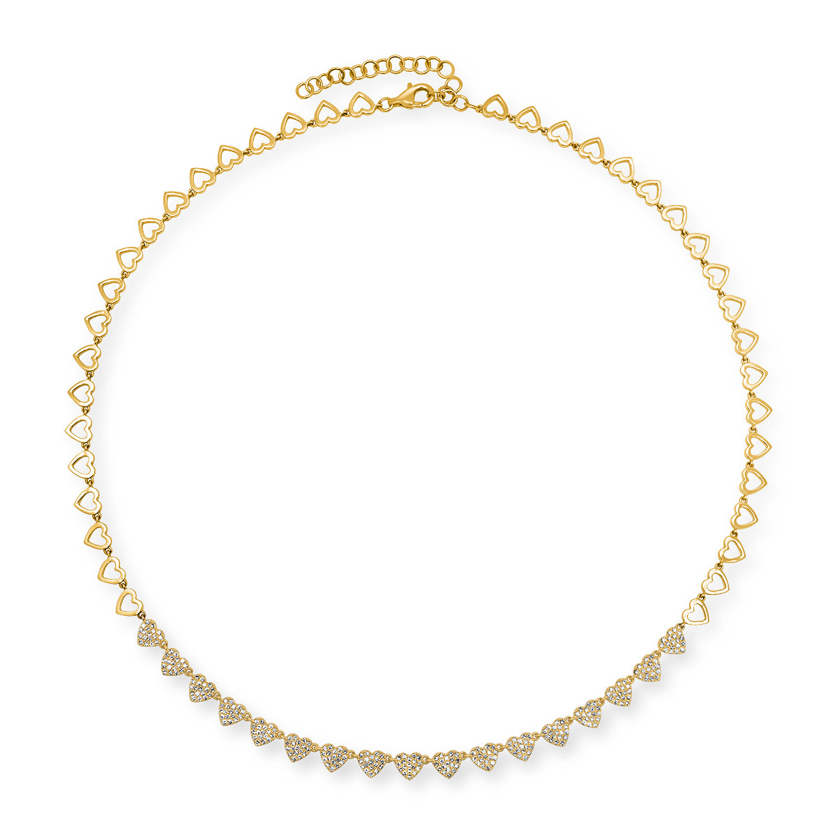 Pave Diamond Love of Hearts Necklace