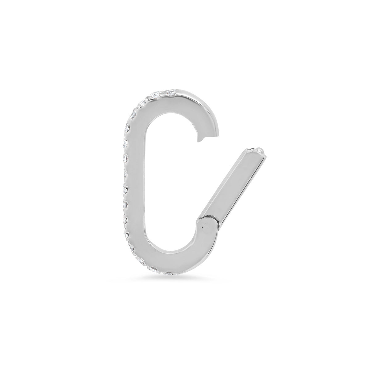Small 14k Pave Diamond Oval Charm Clip Holder Enhancer