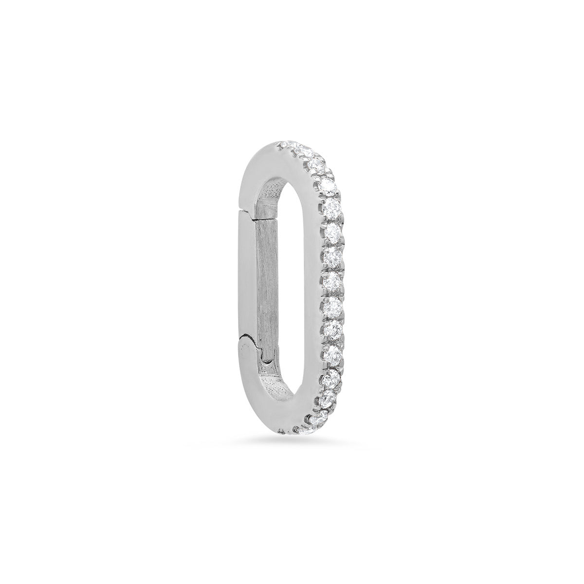 Small 14k Pave Diamond Oval Charm Clip Holder Enhancer
