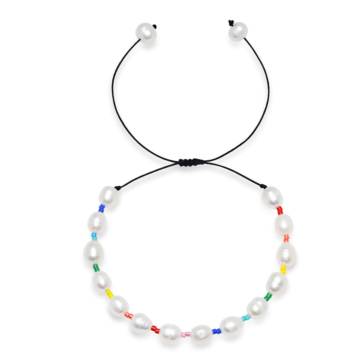 Large Pearl & Rainbow Bead Bracelet