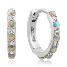 Opal and Diamond Huggie Earrings