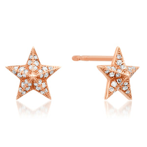 Domed Diamond Star Stud Earrings