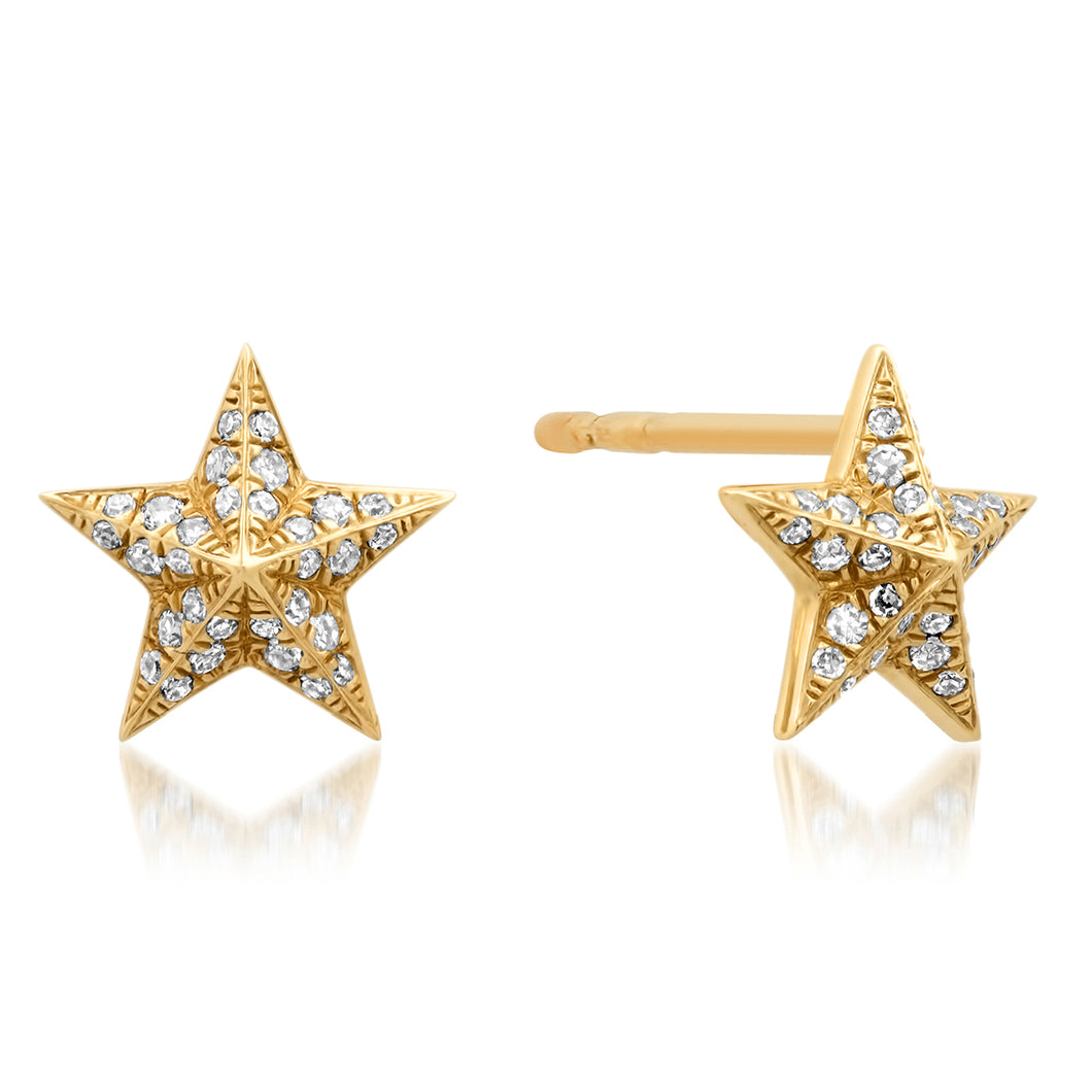 Domed Diamond Star Stud Earrings
