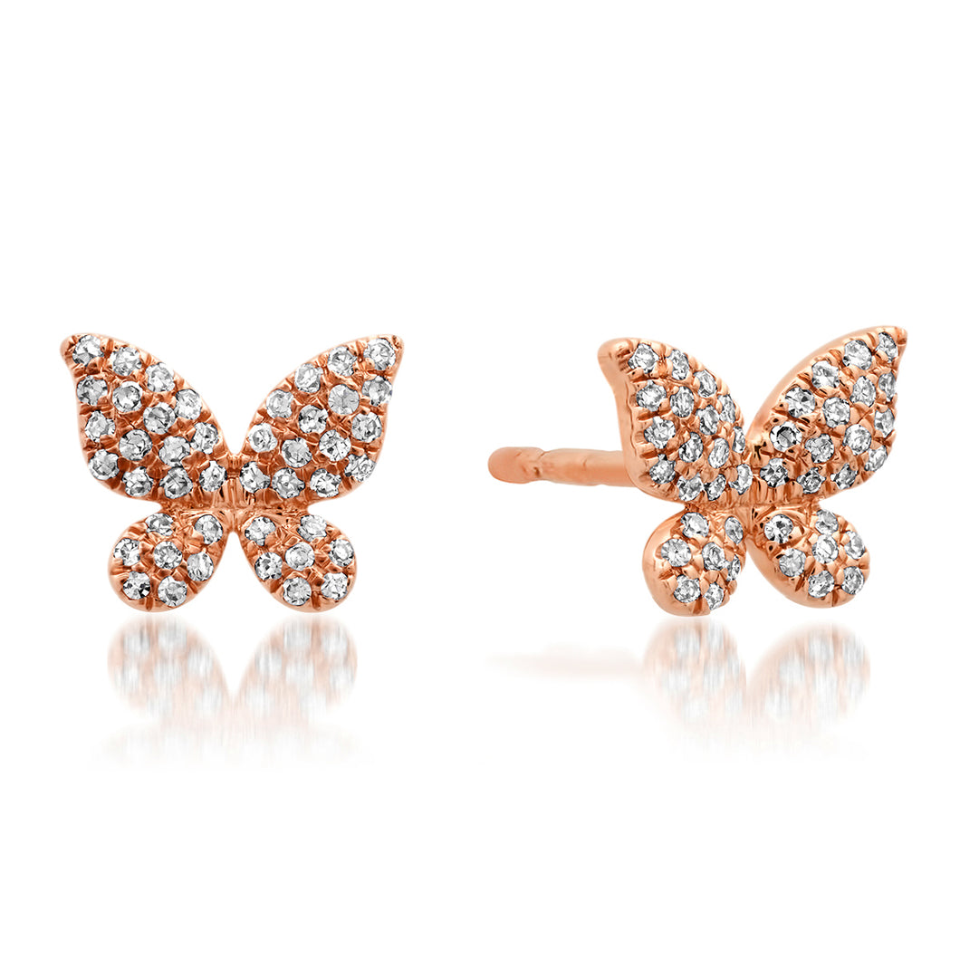 Pretty Pave Diamond Butterfly Stud Earrings