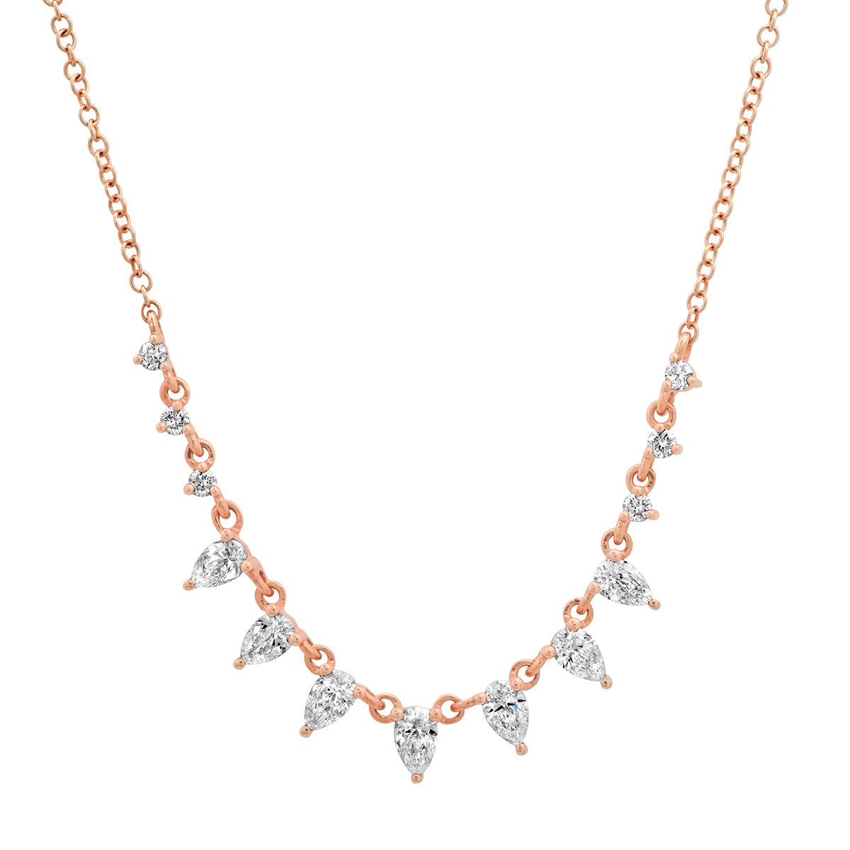 Delicate Graduated Pear Shaped Diamonds Necklace