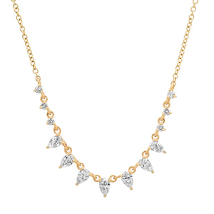 Delicate Graduated Pear Shaped Diamonds Necklace
