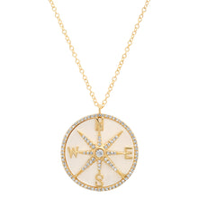 Mother of Pearl and Diamonds Compass Necklace