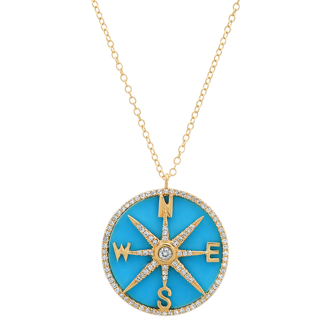 14k Yellow Gold Mother of Pearl Compass Pendant | Dickinson Jewelers |  Dunkirk, MD