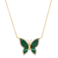 Malachite Butterfly with Diamond Frame Necklace