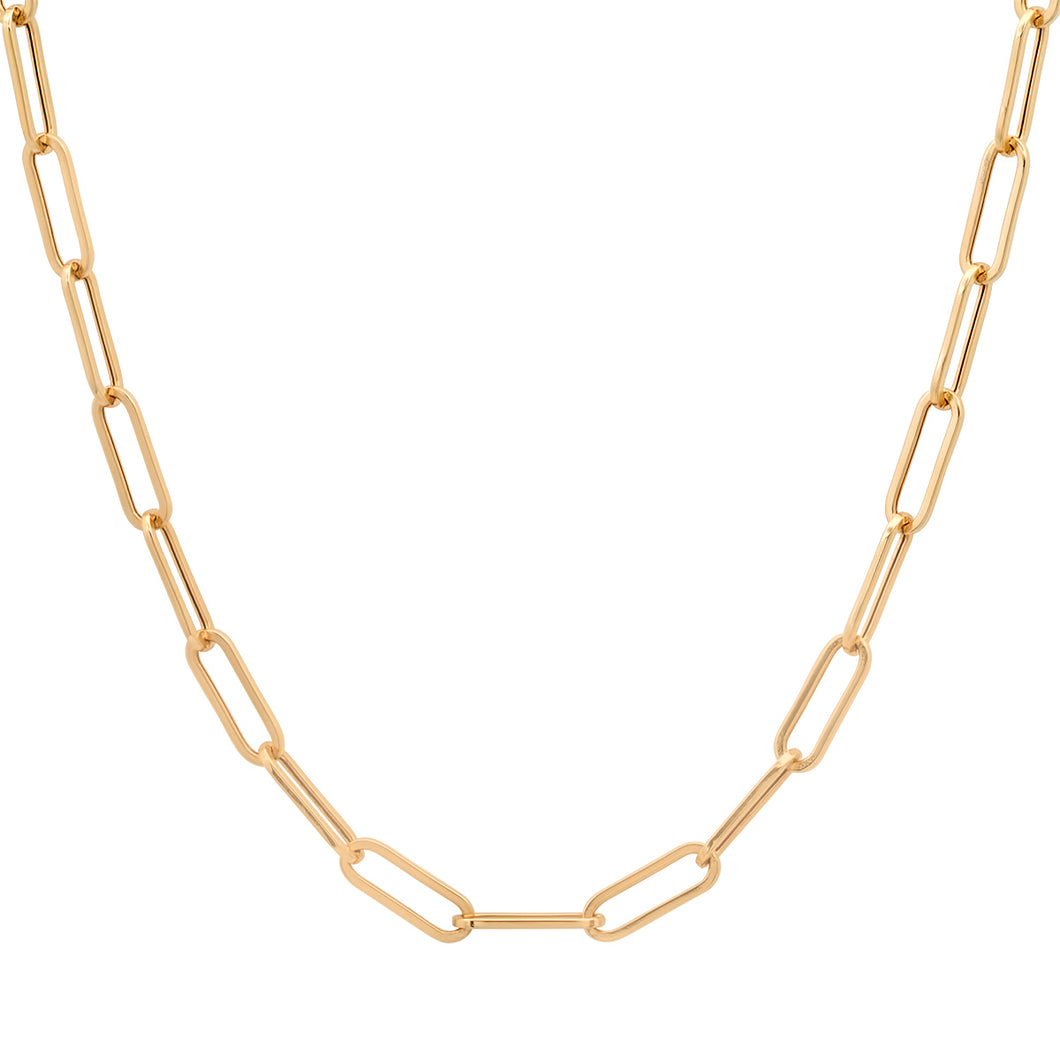 Essential Thin Paperclip Link Drawn Gold Cable Chain Necklace