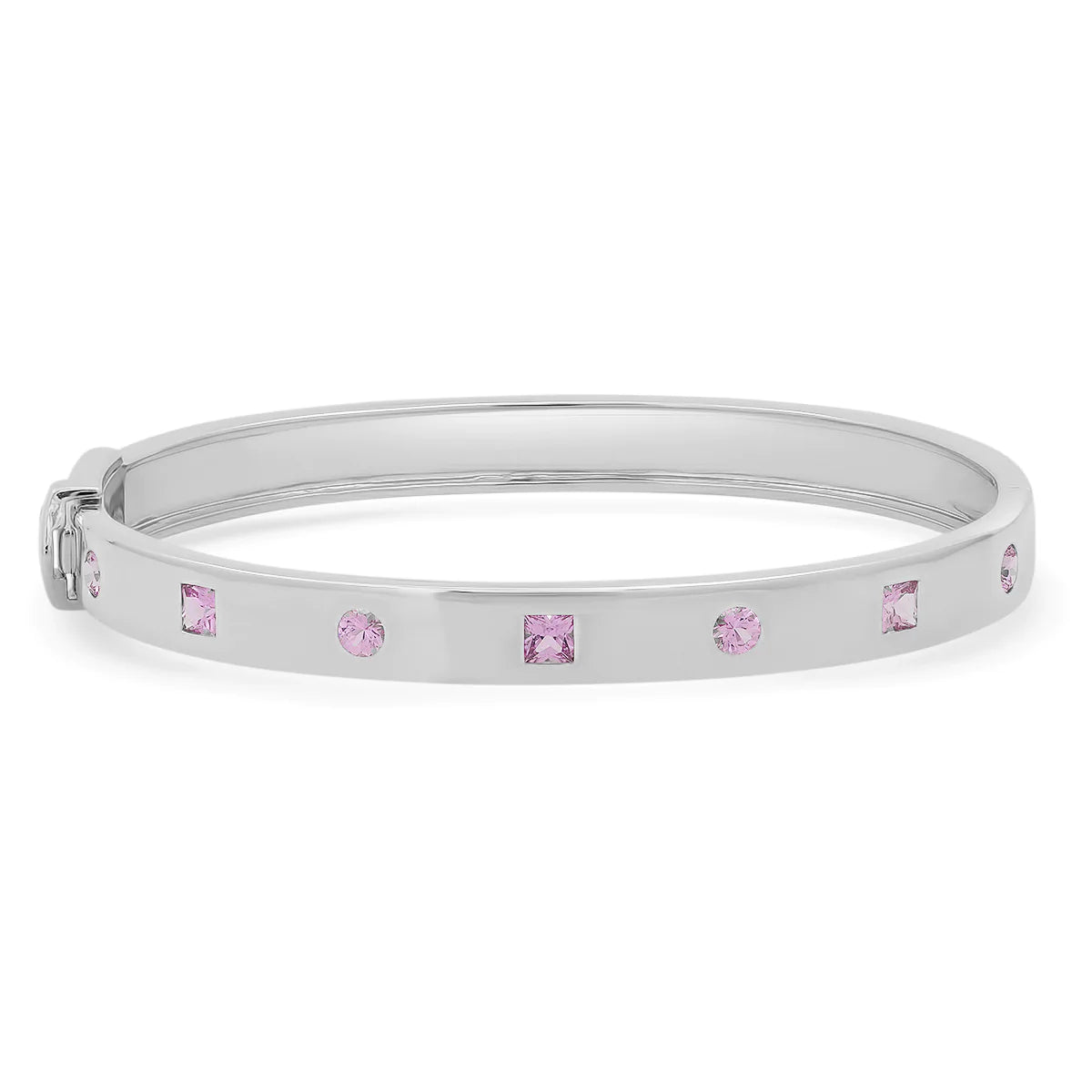 Pink Sapphire Princess Cut and Round Bangle