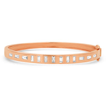Sleek Diamond Baguette Inlay Hinge Cuff Bracelet