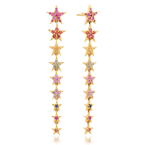 Rainbow Star Long Drop Earrings