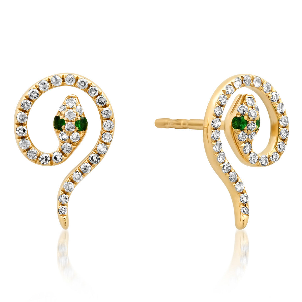 Diamond Snake Coil Stud Earrings