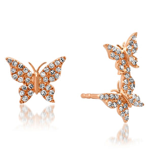 Diamond Mismatch Butterfly Stud Earrings