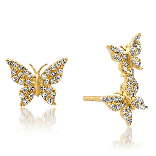 Diamond Mismatch Butterfly Stud Earrings