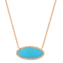 Oval Turquoise with Diamond Halo Necklace