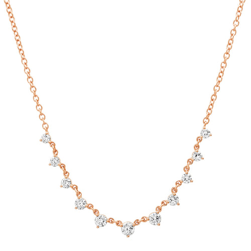 Delicate Graduated Round Shaped Diamonds Necklace