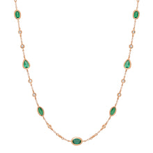 Bezel Set Emerald Shapes & Diamonds by the Yard Necklace