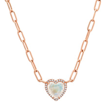 Gemstone Heart with Diamond Halo on Paper Clip Chain