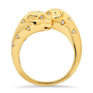 Gold and Diamond Panther Bypass Ring