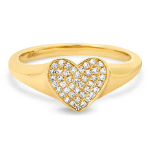 Pave Diamond Sweet Heart Signet Ring