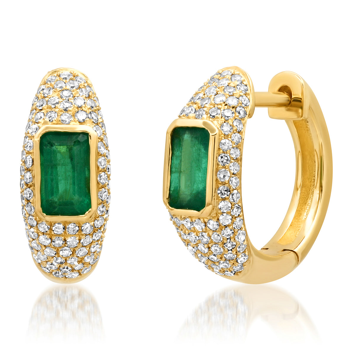 Emerald & Diamond Glam Huggie Hoop Earrings