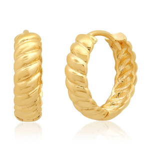 Braided Gold Huggie Earrings