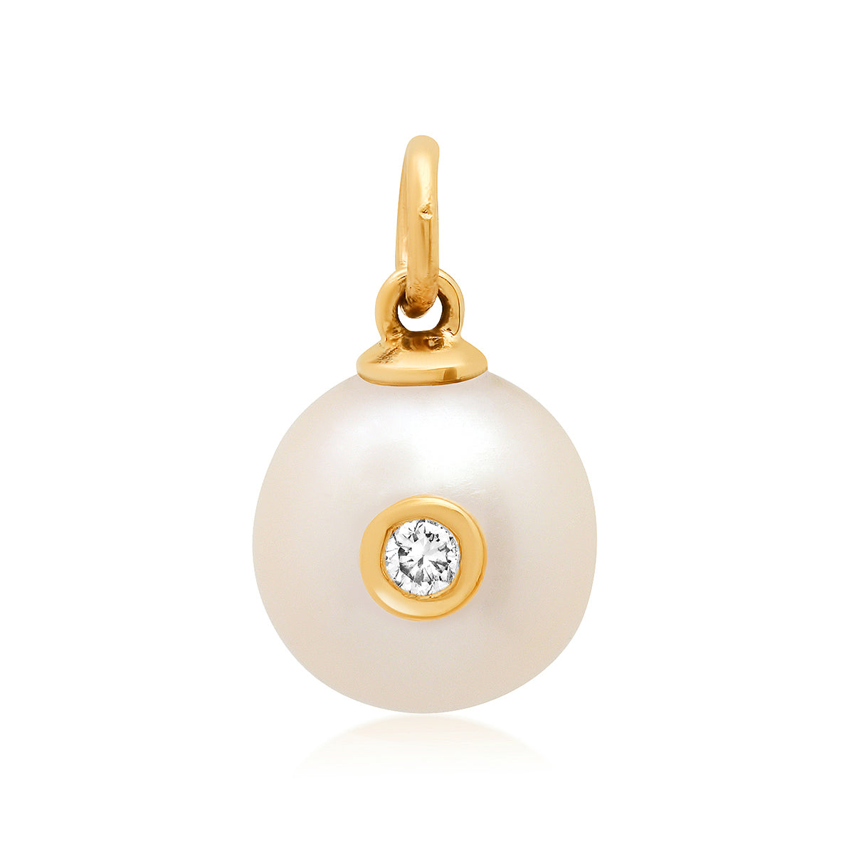 Pearl with Bezel Set Diamond Charm