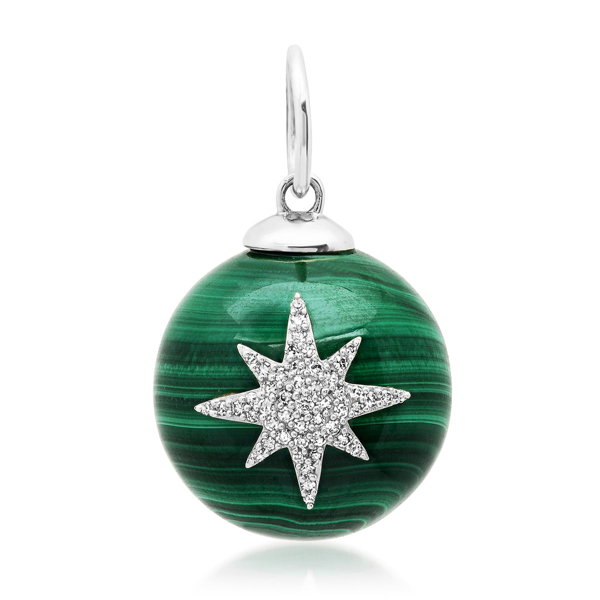 Malachite Sphere with Diamond Eye or Starburst Charm