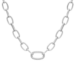 Heavy Oval Link Chain with Pave Diamond Center Link